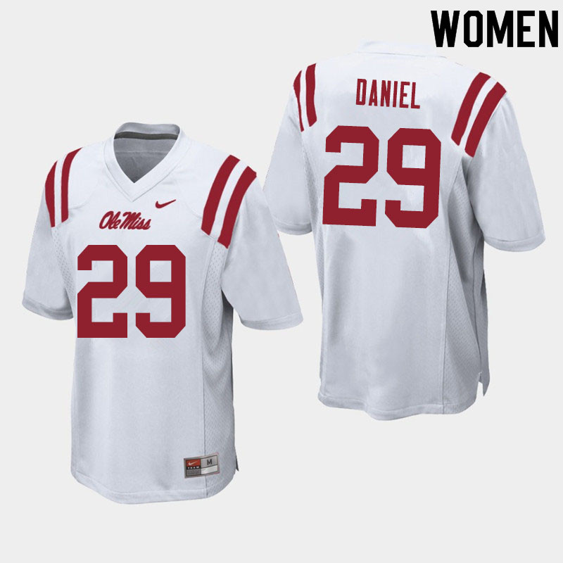 Women #29 Lakevias Daniel Ole Miss Rebels College Football Jerseys Sale-White